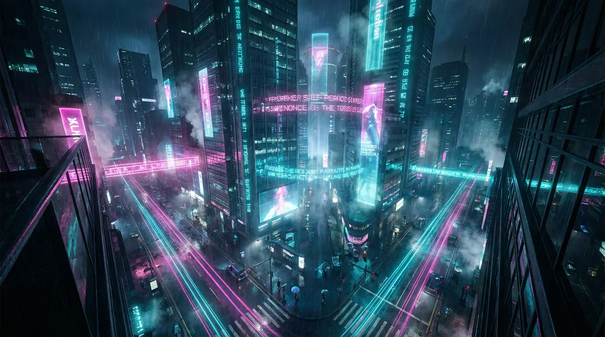 无法拥抱的你电视剧 竖屏短剧平台首页背景 - 赛博朋克都市夜景